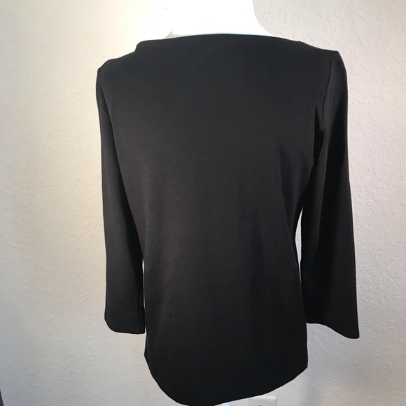 Eileen Fisher Black 3/4 sleeve shirt - Picture 4 of 7